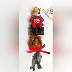 KURT S. ADLER Santa with Fishing Pole and Fish Christmas Ornament
